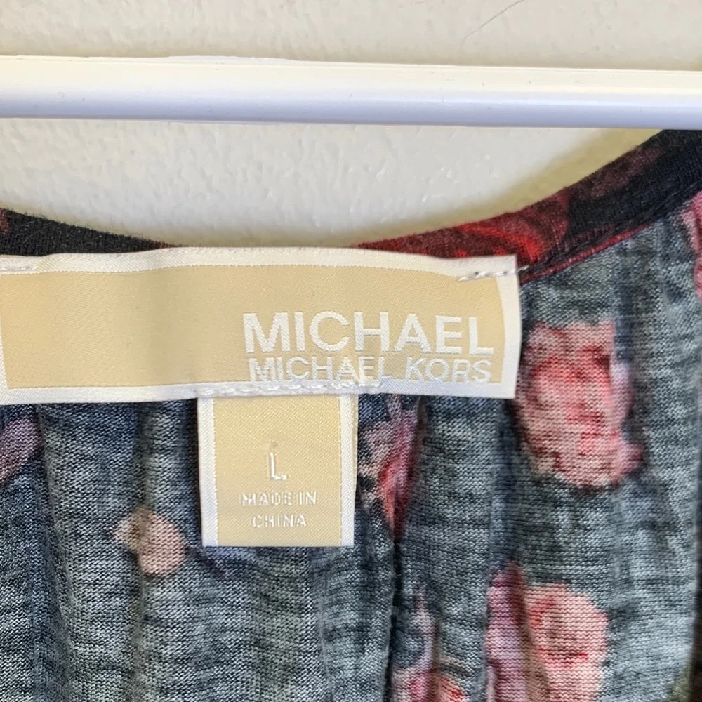 Michael Kors Black and Red Floral Blouse